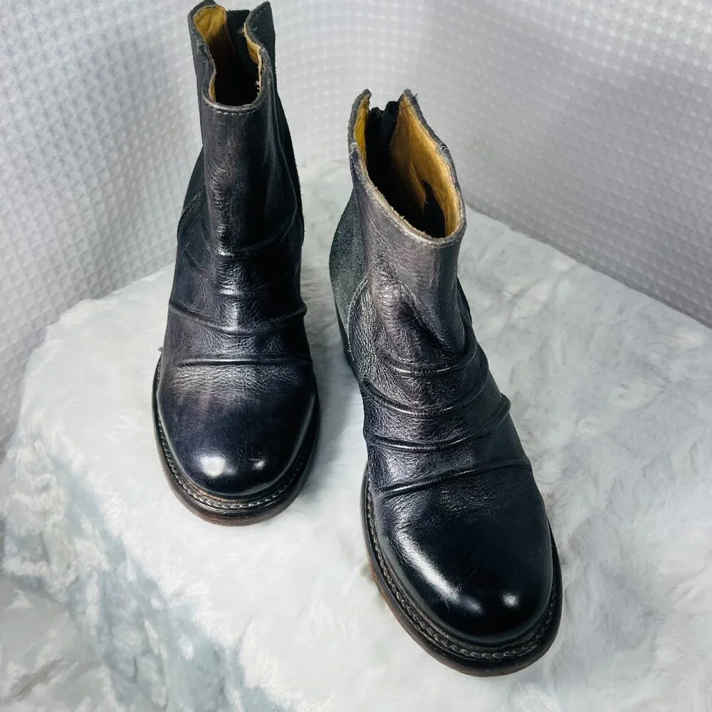 Bed Stu Arcane Cobbler Series ankle boots in black leather - Picture 3 of 10